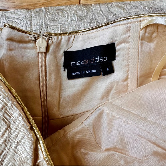 Max and Cleo Strapless Gold Brocade Dress - Picture 5 of 7